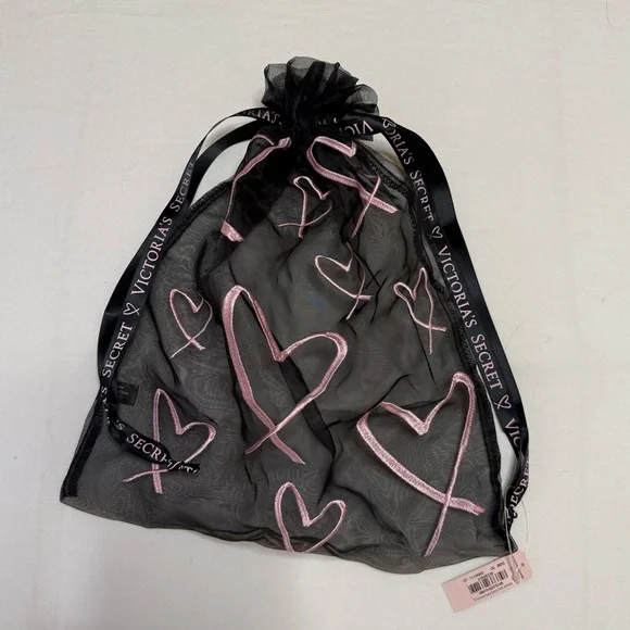 NWT Victoria's Secret Black and Pink Sheer Bag - Picture 1 of 3